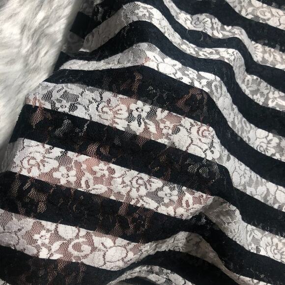 Express Sleeveless Floral Lace Black & White Striped Emo Tank Top - Picture 5 of 7